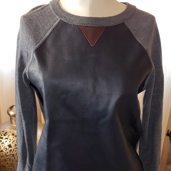 J. Crew Collection Leather Front Sweater - Picture 1 of 3